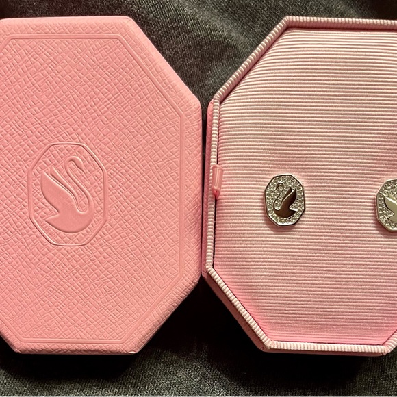 Swarovski White Crystal Swan Stud Earings - Picture 3 of 7